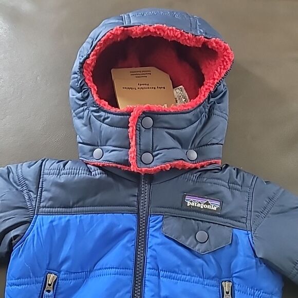 Patagonia Nwt Baby Reversible Tribbles Hoody Viking Blue - Picture 4 of 11